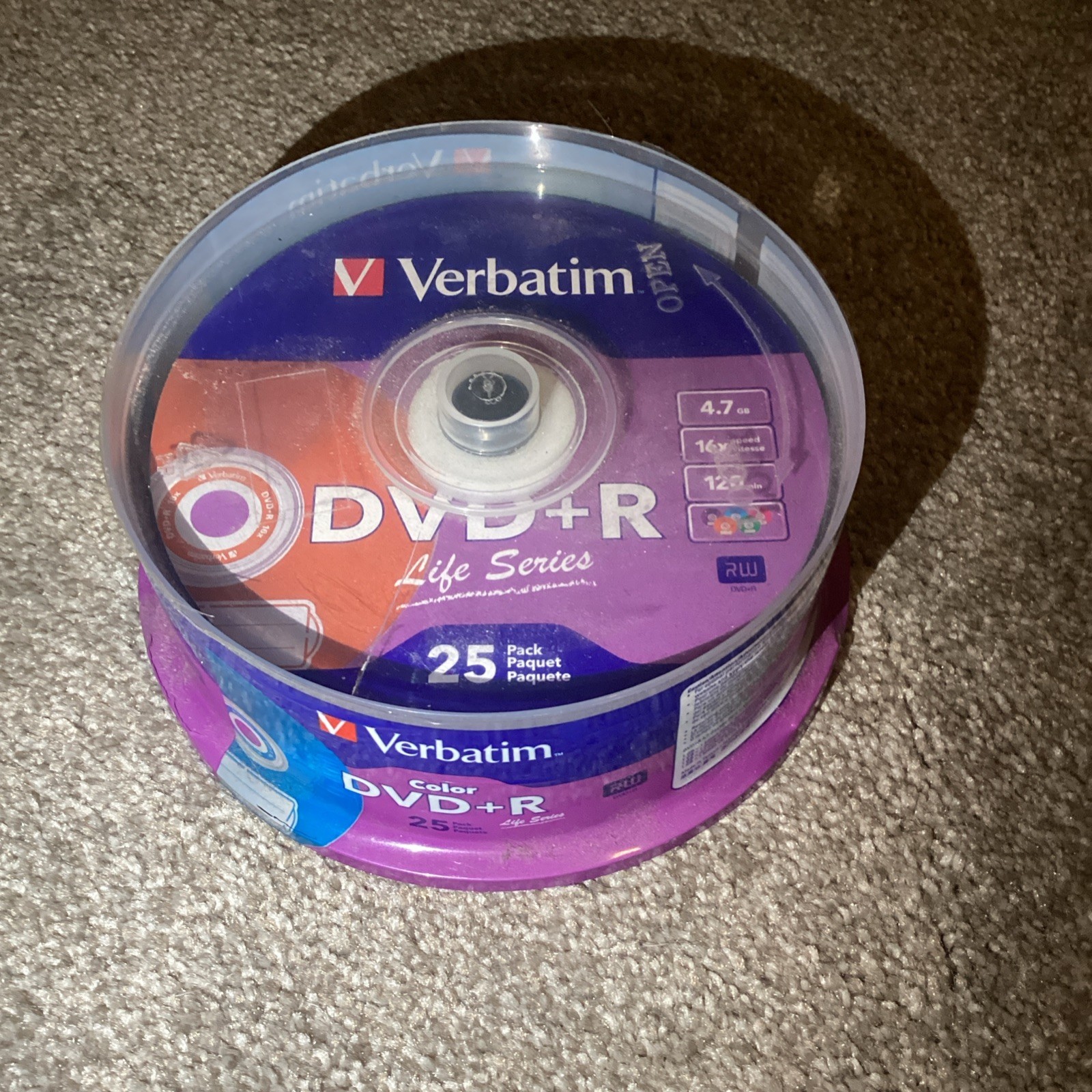 Verbatim Life Series Color DVD+R 25 Pack 4.7GB 16x Blank Media