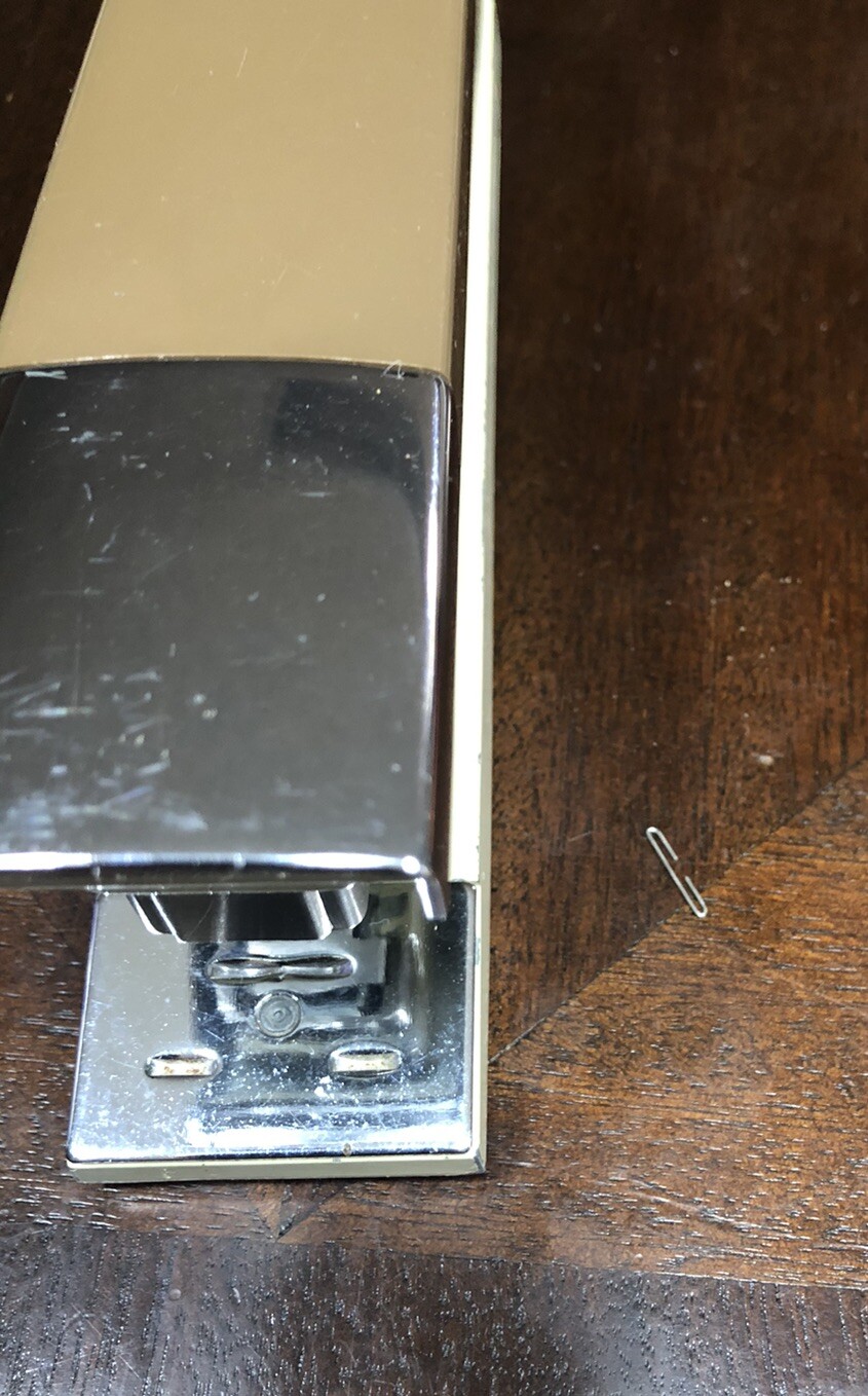 Vintage Acco 20 Tan And Chrome Stapler Desk Retro USA Works Great Retro