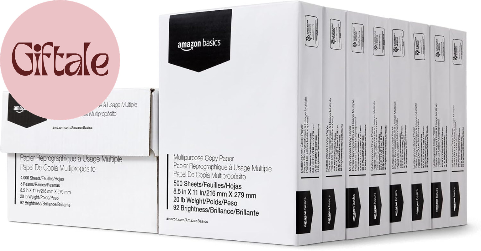 Multipurpose Copy Printer Paper, 20 Lb, 8.5 X 11 Inches, 8 Reams (4,000 Sheets),