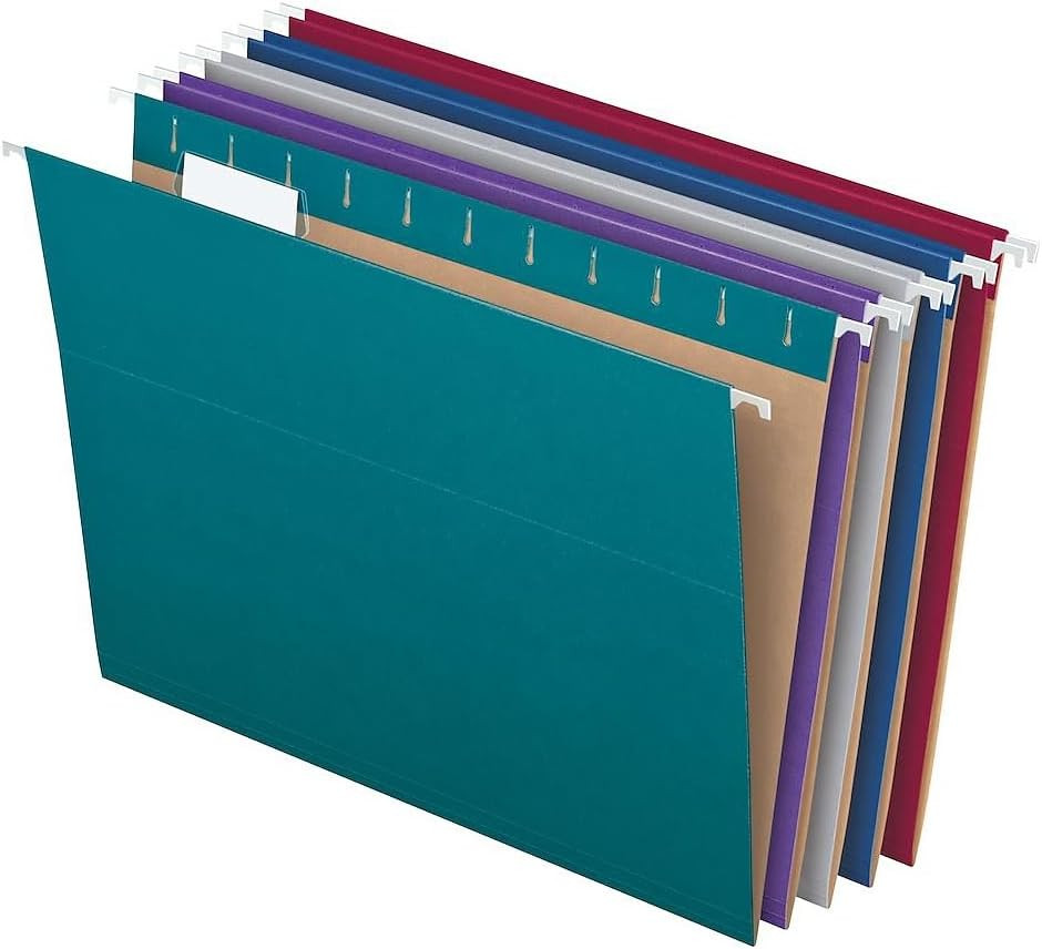 Recycled Hanging File Folders, 25 Pack, Letter Size (8.5″ X 11″), Assorted Color