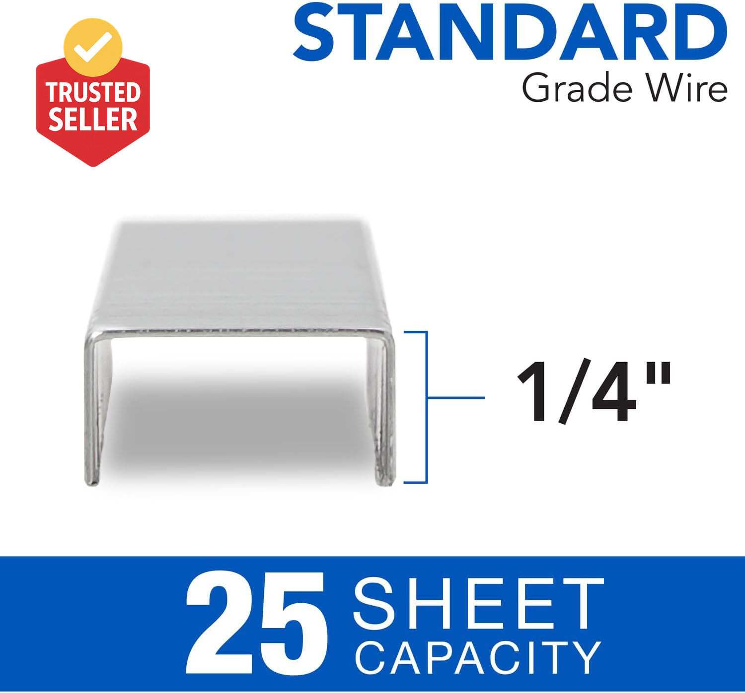 ® Standard Staples, 1/4″, Full Strip, Box of 5,000