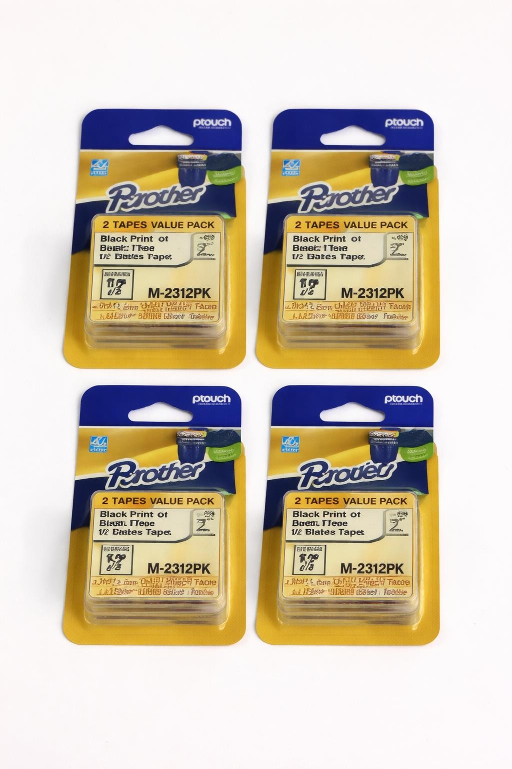 LOT OF 4 Brother 1/2″ Black on White Tape (2-Pack) – M2312PK LOT OF 4 M2312PK