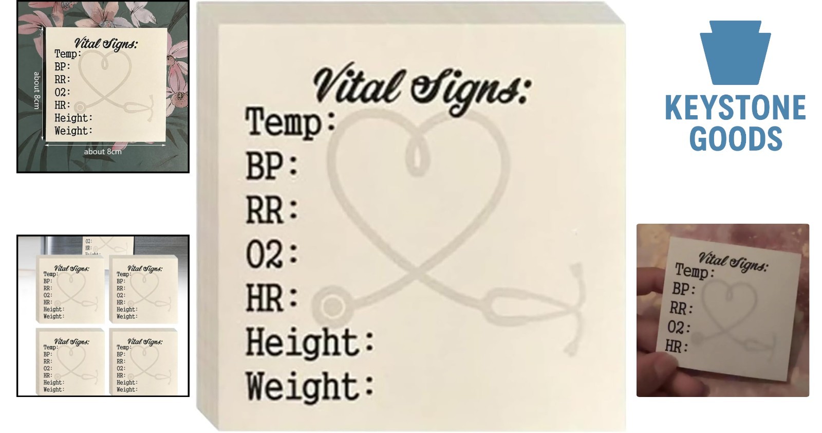 Nurse Sticky Notes – Patient Vital Signs Monitoring Pad, 3-Inch