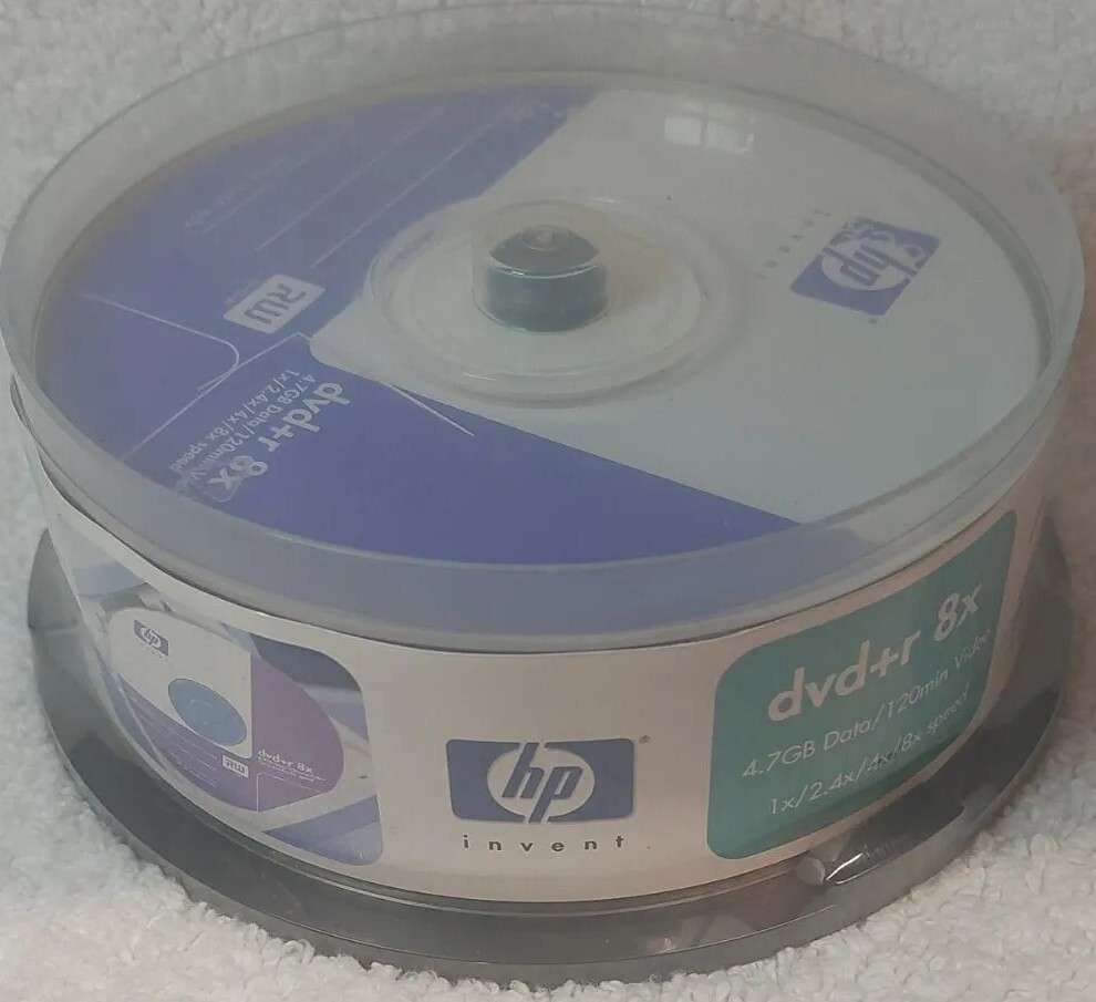 HP DVD-R Spindle 25 Pack 8X / 4.7GB / 120 Min ,Brand New SEALED