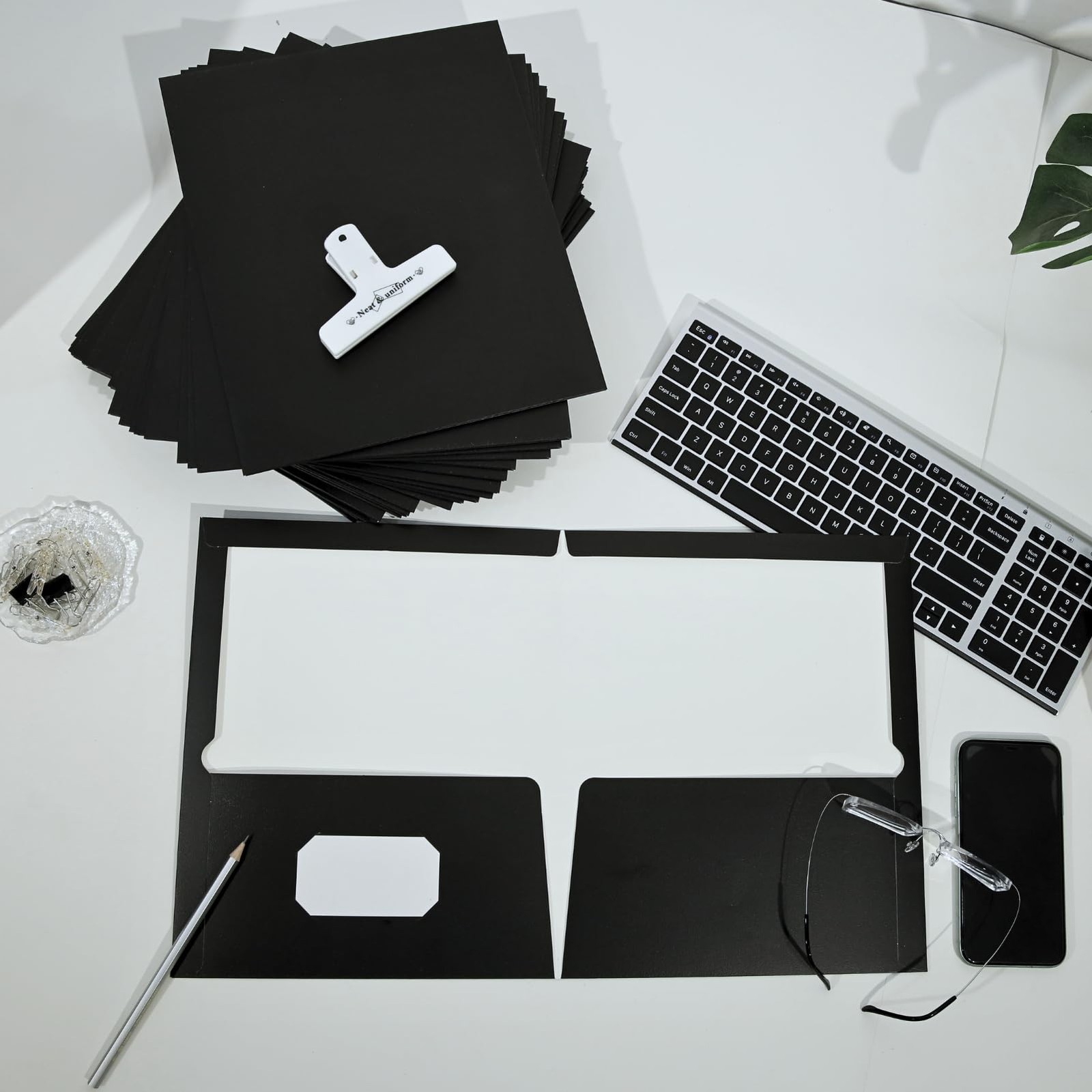-Pocket Folders Black Glossy Laminated Paper Folder, Letter Size Folders with…