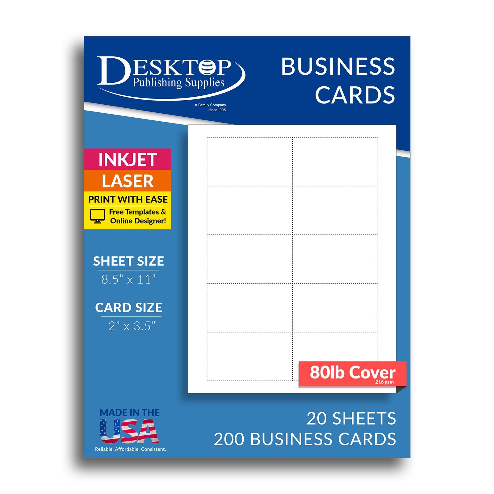 Heavyweight White Blank Business Card Paper – 20 Sheets / 200 Business Cards …