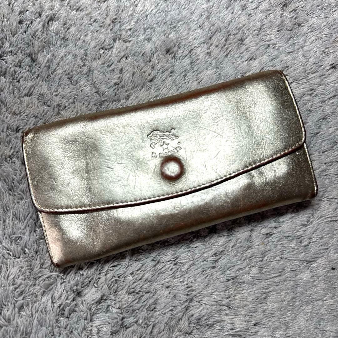 IL BISONTE Long Wallet Genuine Leather Gold Unisex