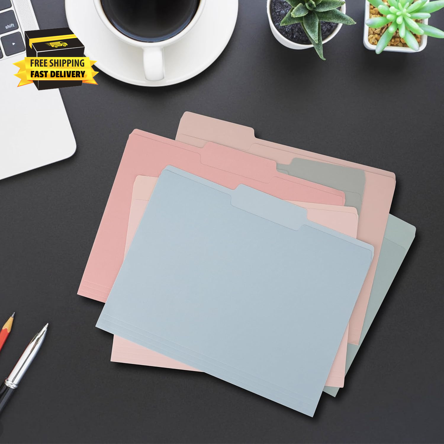 Two Tone Colored File Folders,18 Pack 6 Pastel Colors Manilla Folders 8.5X11,Ass