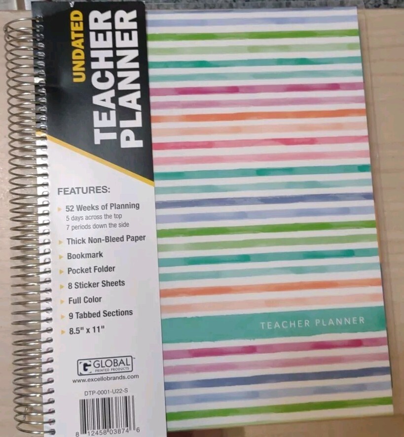 Global Printed Products Undated Teacher Planner 52 Weeks w/Stickers