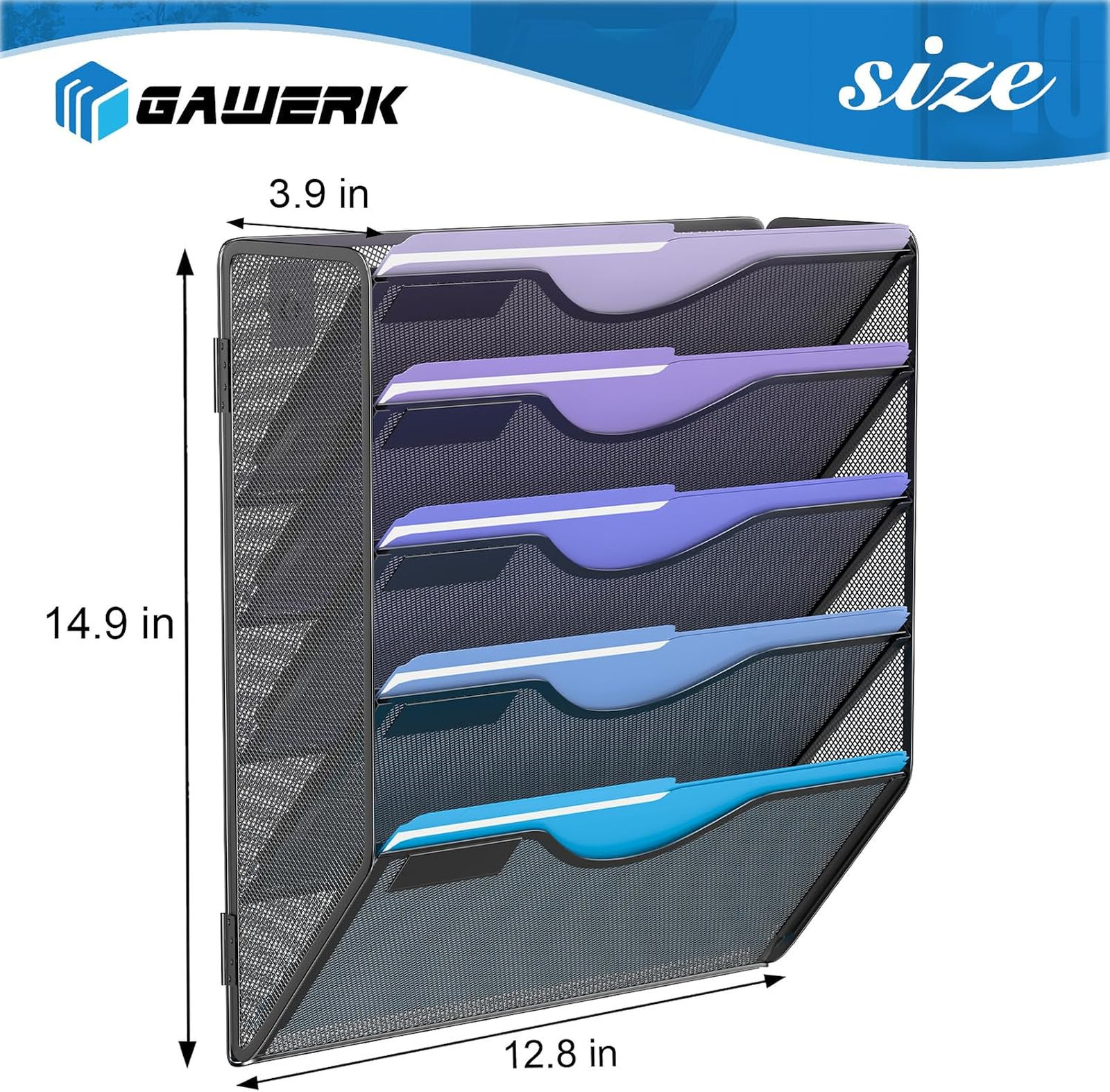 Wall File Organizer Mesh Hanging Folder Holder for Office Home Storage Black