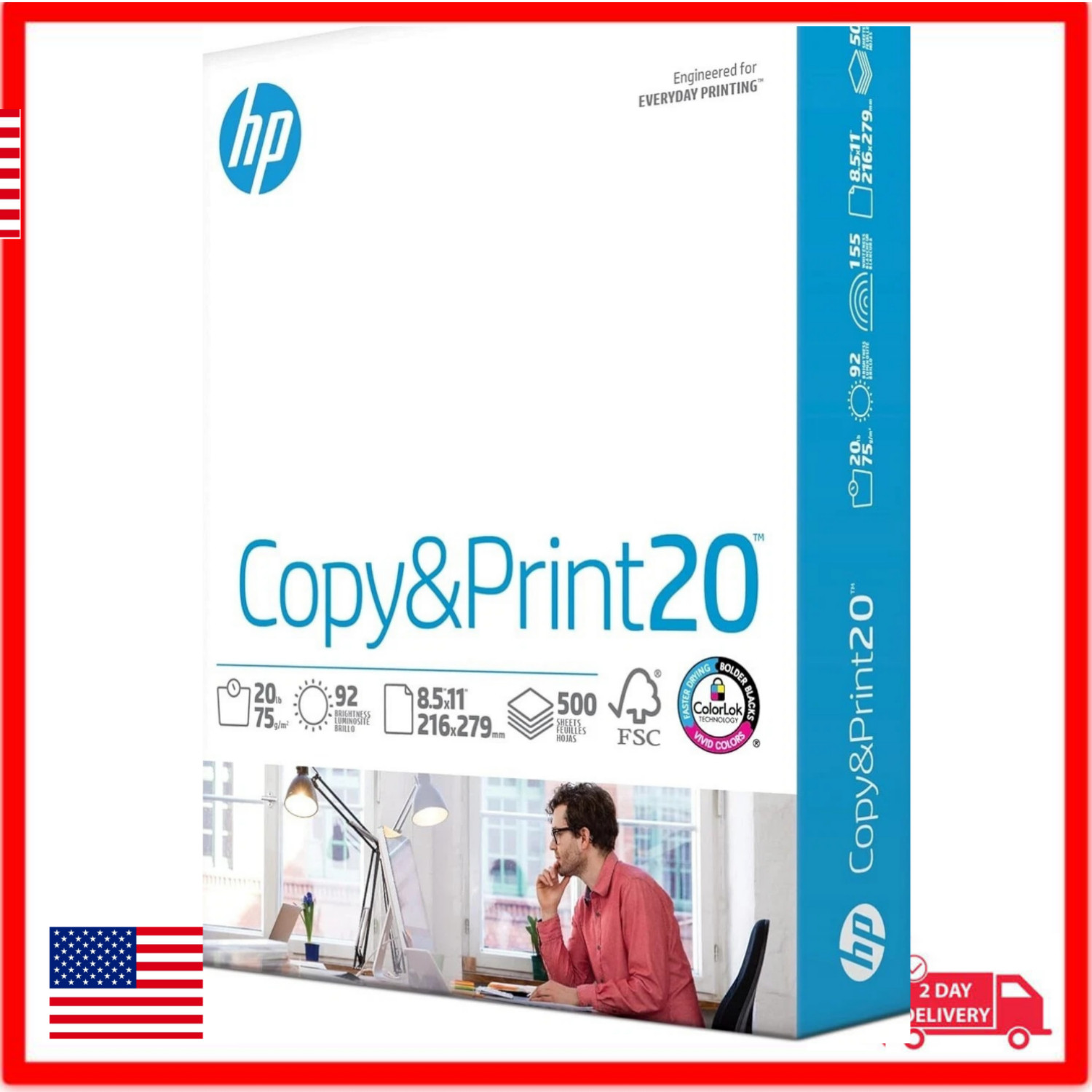 HP Printer Paper 8.5 x 11 Paper Copy &Print 20 lb 1 Ream Case – 500 Sheets