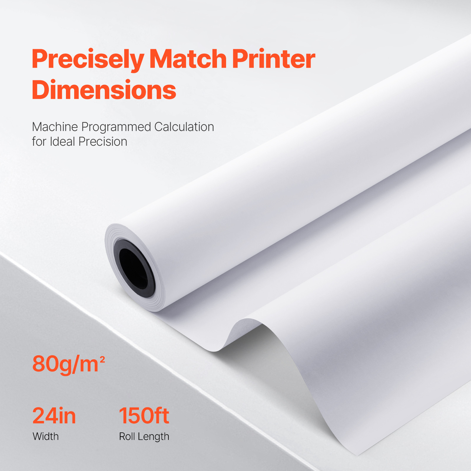 1Roll 24″x150′ Wide Format Paper Plotter Paper CAD Bond 20lb For Inkjet Printer