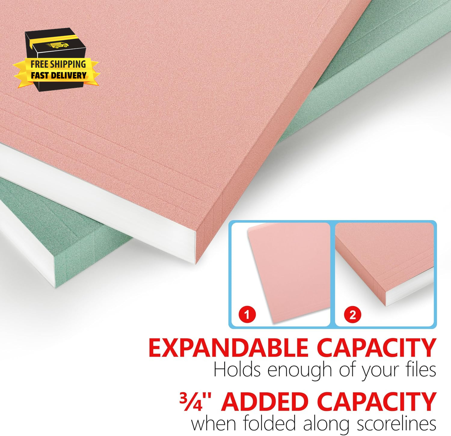 Two Tone Colored File Folders,18 Pack 6 Pastel Colors Manilla Folders 8.5X11,Ass