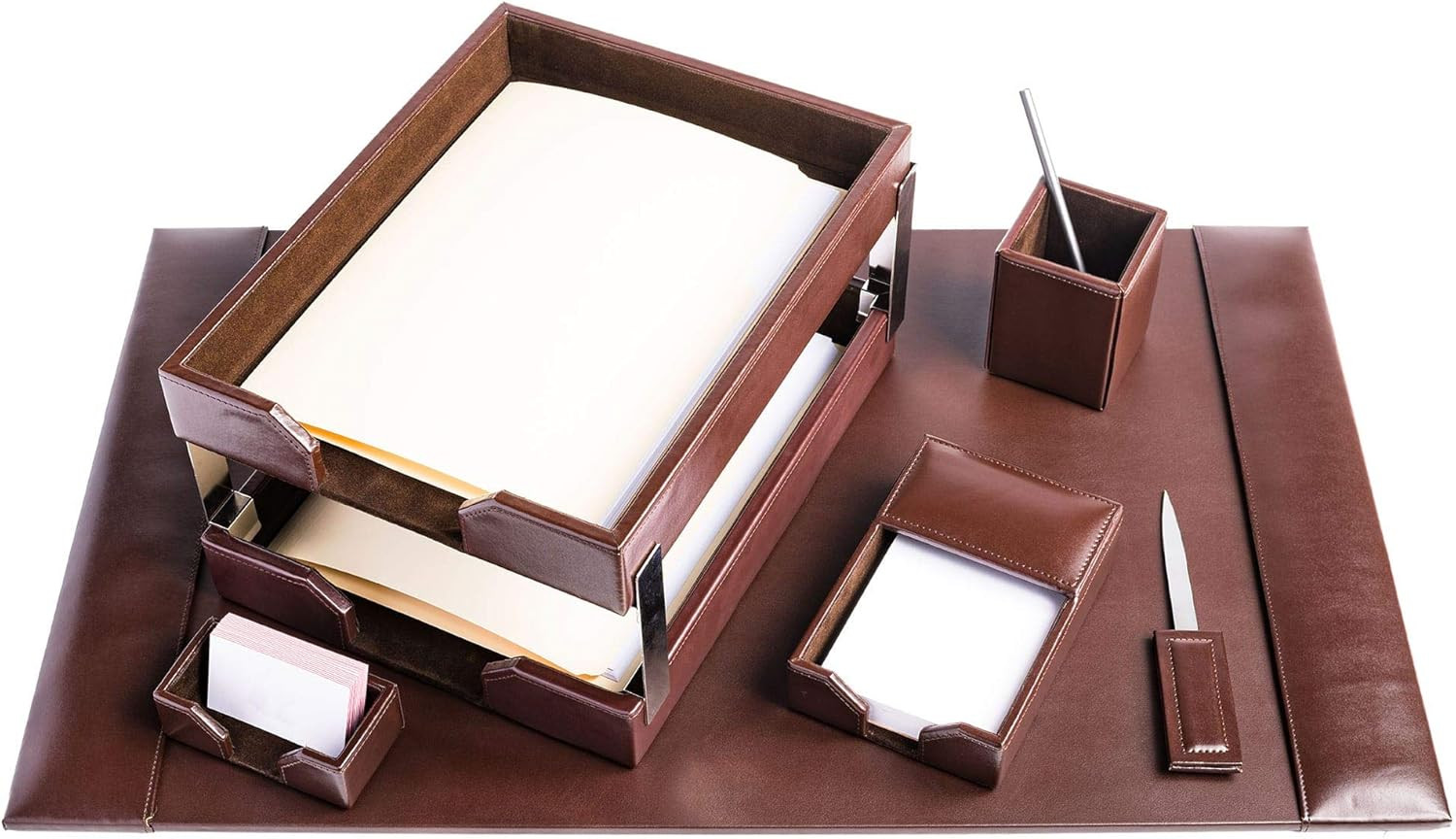 Bonded Leather Desk Set – Luxury Leather Desk Pad & Desk Organization Essentials