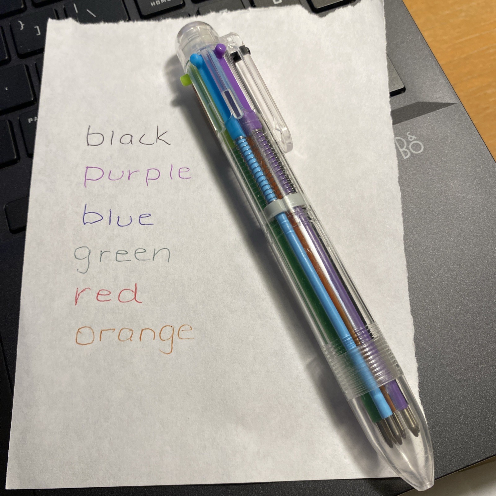Multi Color Ink Pen Red Green Orange Black Purple Blue