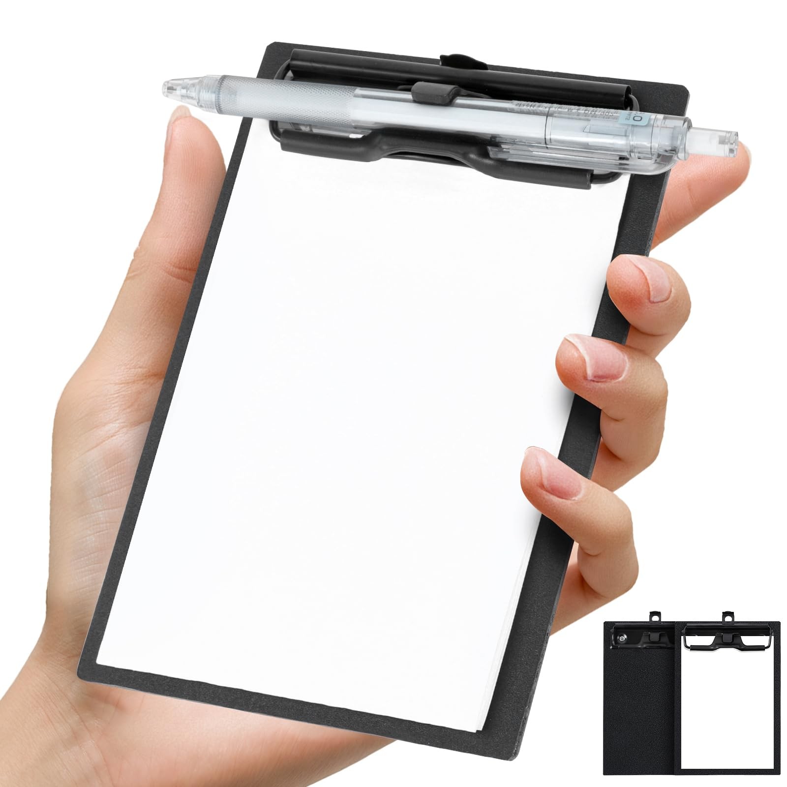 FRETONBA Mini Clipboard 4×6 Inch with Pen Holder, 2 Pack Small Clipboards wit…