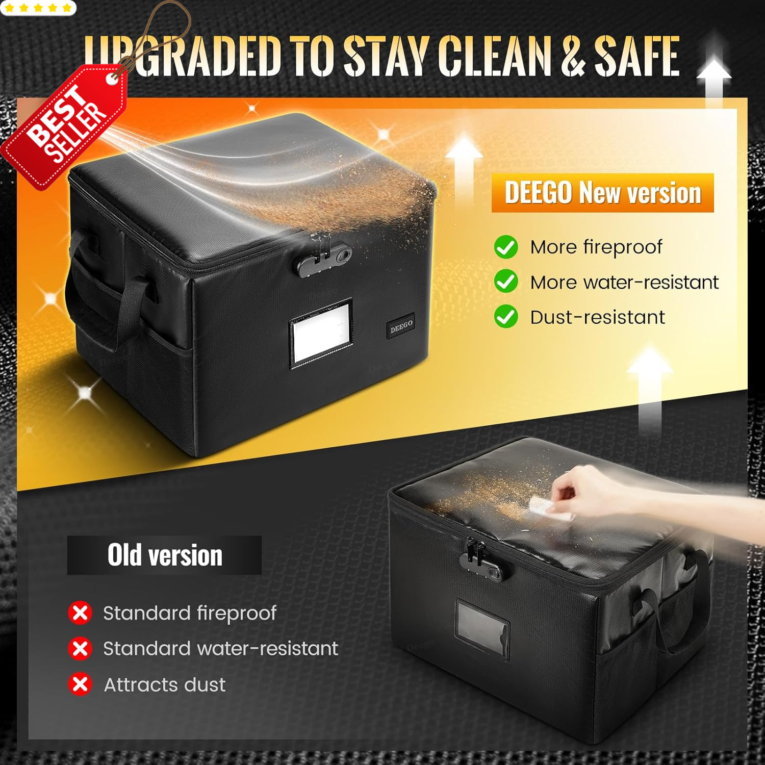 Fireproof Document Box Lock Water Resistant File Organizer for Home Office – US