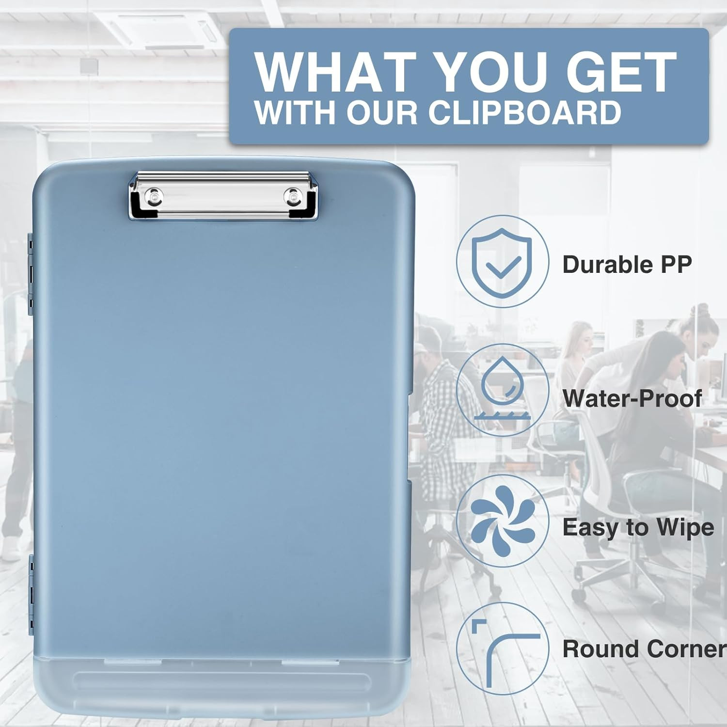Sooez Clipboard with Storage, Clip Board 8.5 X 11 with Pen Holder, Plastic Organ