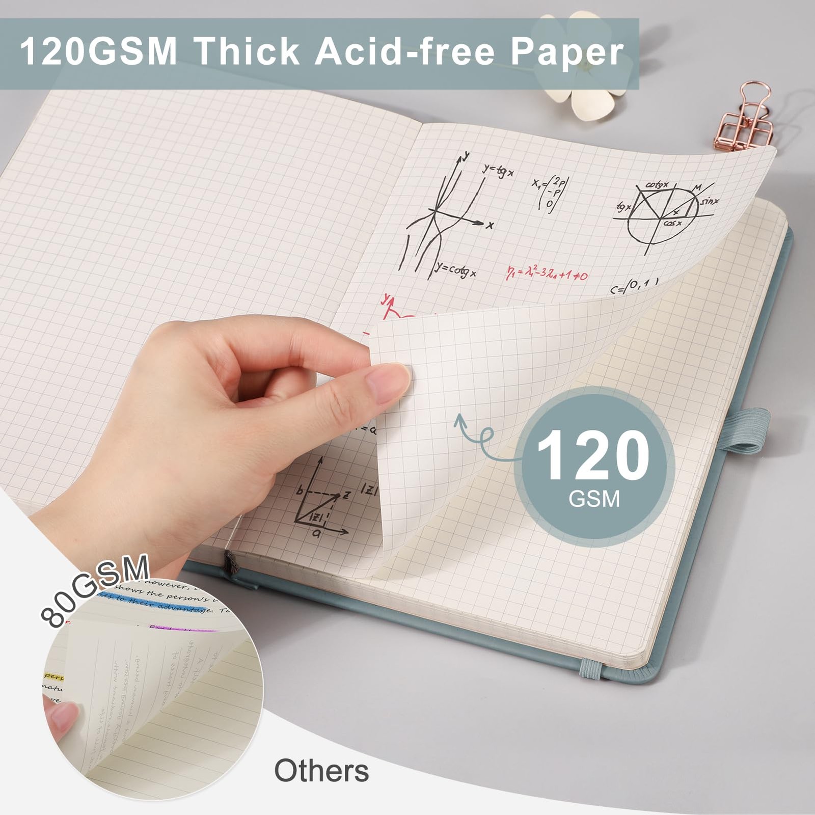 EMSHOI Graph Paper Notebook – 256 Pages A5 A5-Graph, Black