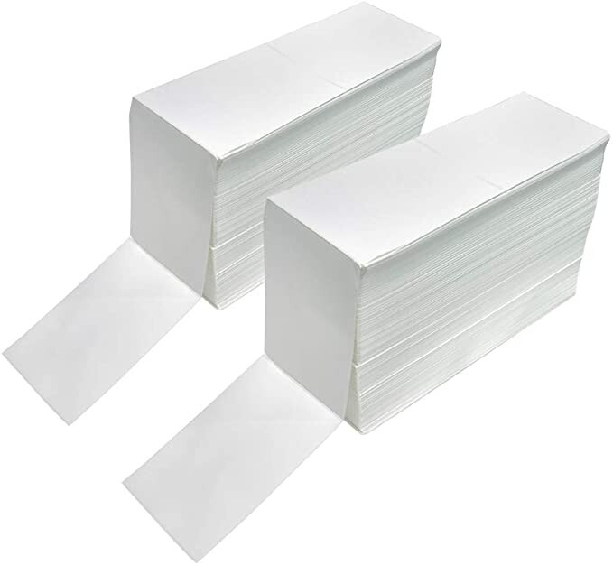 4”x6” Fanfold Direct Thermal Shipping Labels for Zebra, Rollo, UPS (Plain)