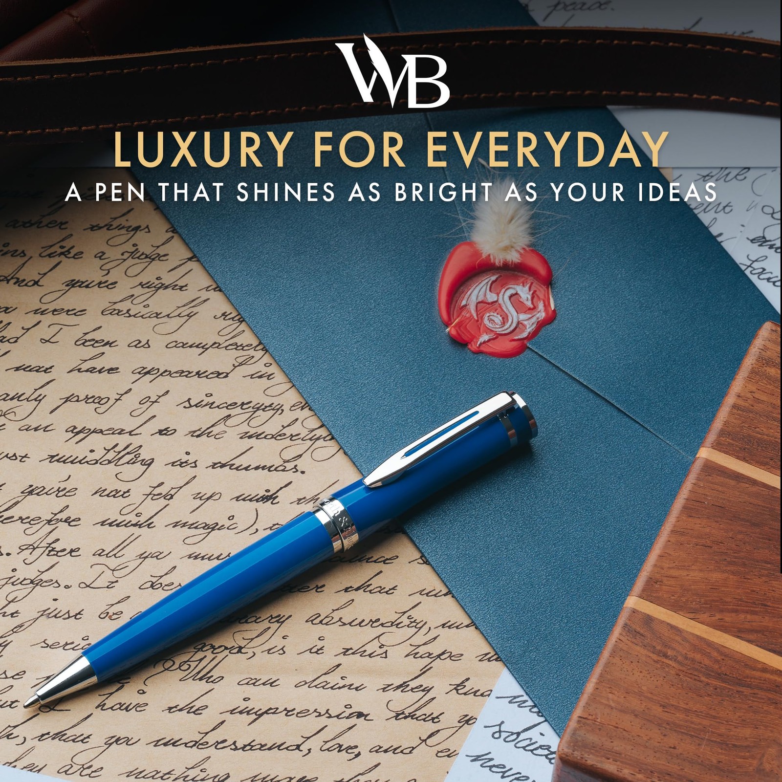 Wordsworth and Black Ballpoint Pen Blue Lacquer- Stunning Luxury Pen Chrome F…