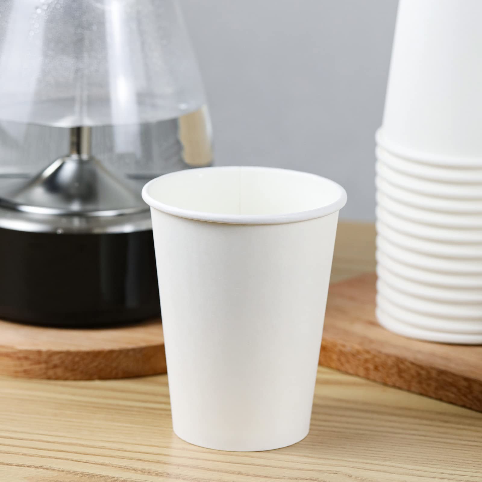 RACETOP Disposable Paper Coffee Cups 12 oz [100 12 White Solid,