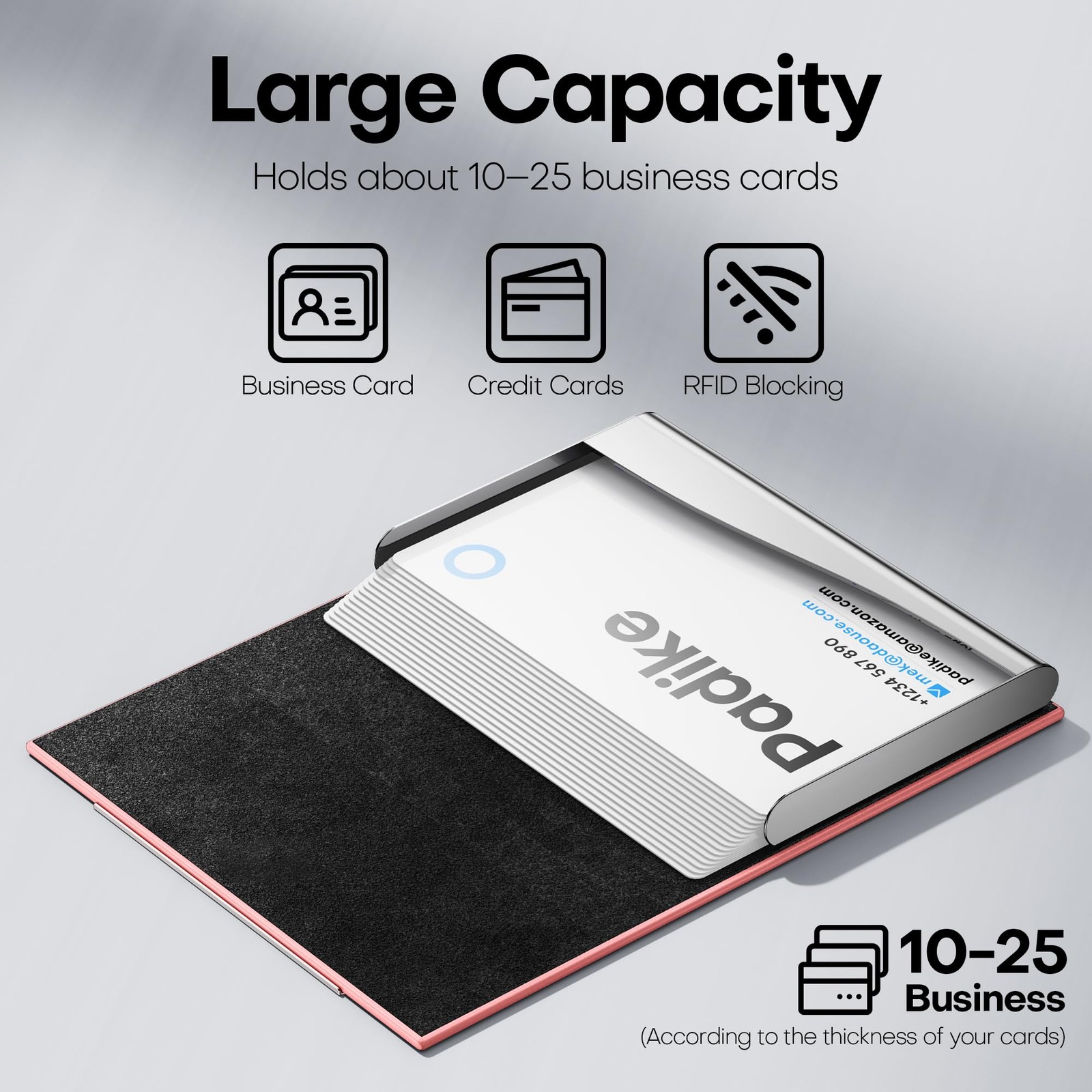Leather and Stainless Steel Business Card Holder Credit Card Wallet Case