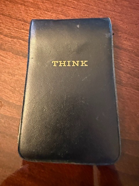 VTG IBM “Think” Black Leather Pocket-Size Notebook Pad -Original Graphite Pencil