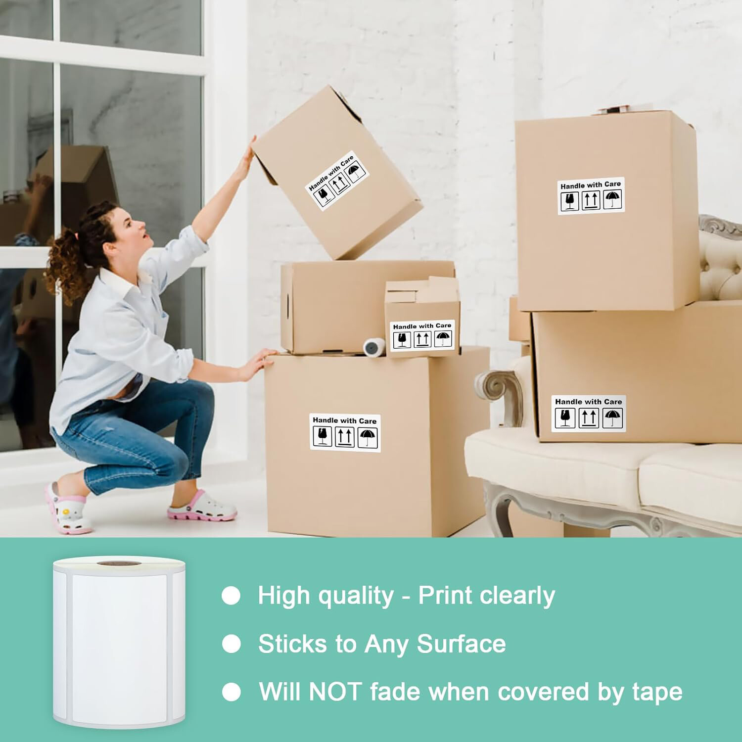 4″x2″ Direct Thermal Labels for Barcodes Postage Address Shipping Label 750/Roll