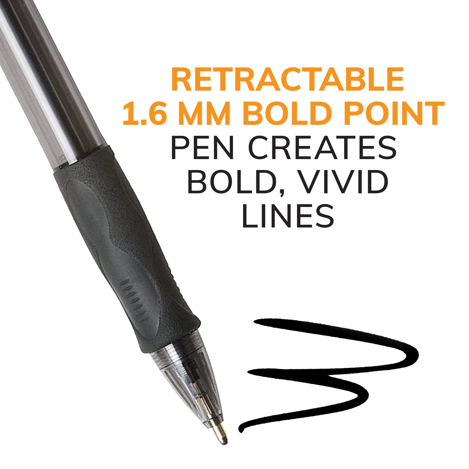 BIC Glide Bold Retractable Ball Pen, Black, 1.6mm Bold Point, 36 Pack