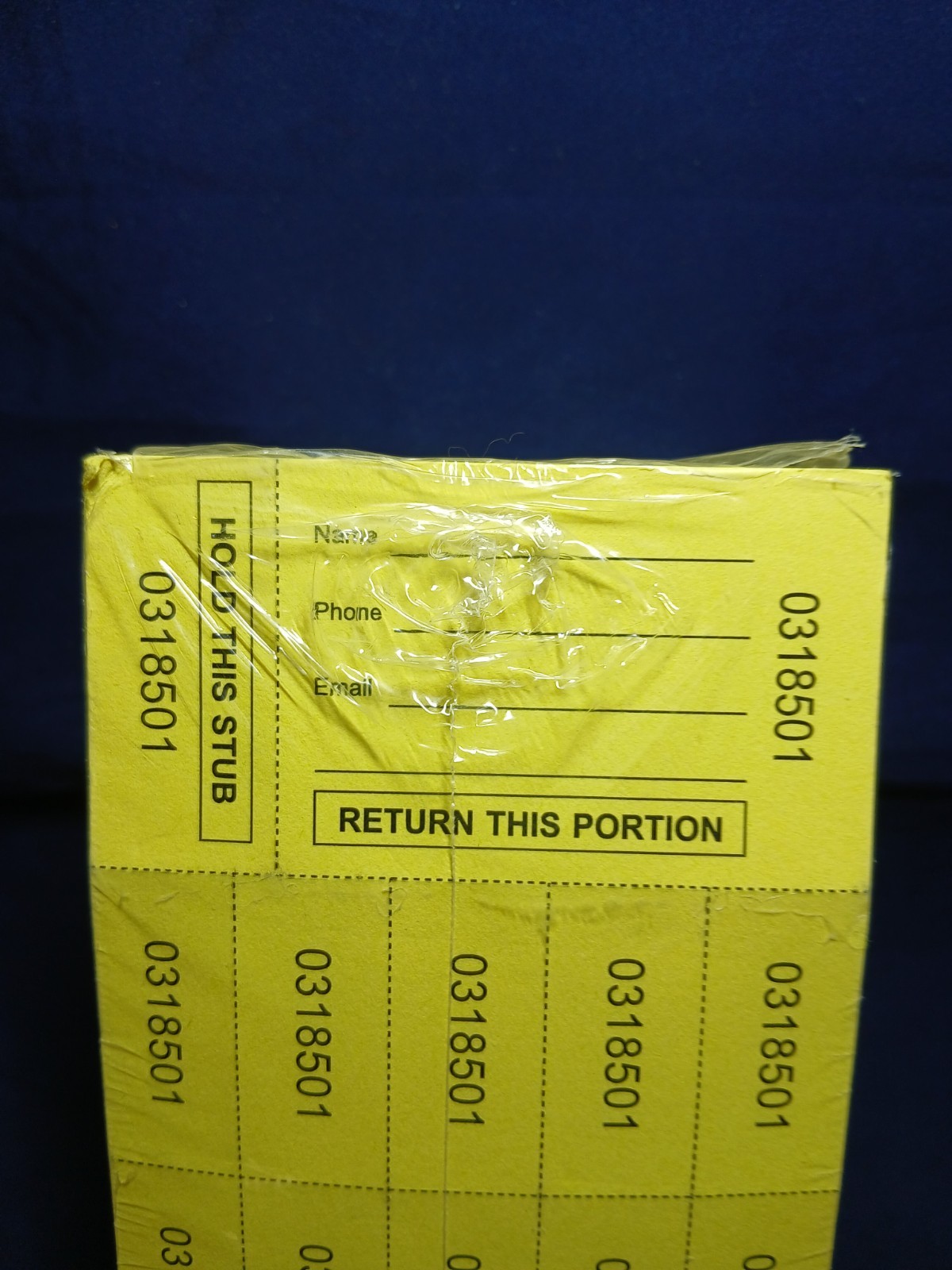 500 Yellow Chinese Tickets – “Hold This Stub” OR “Buyer’s Name, Email & Phone” –
