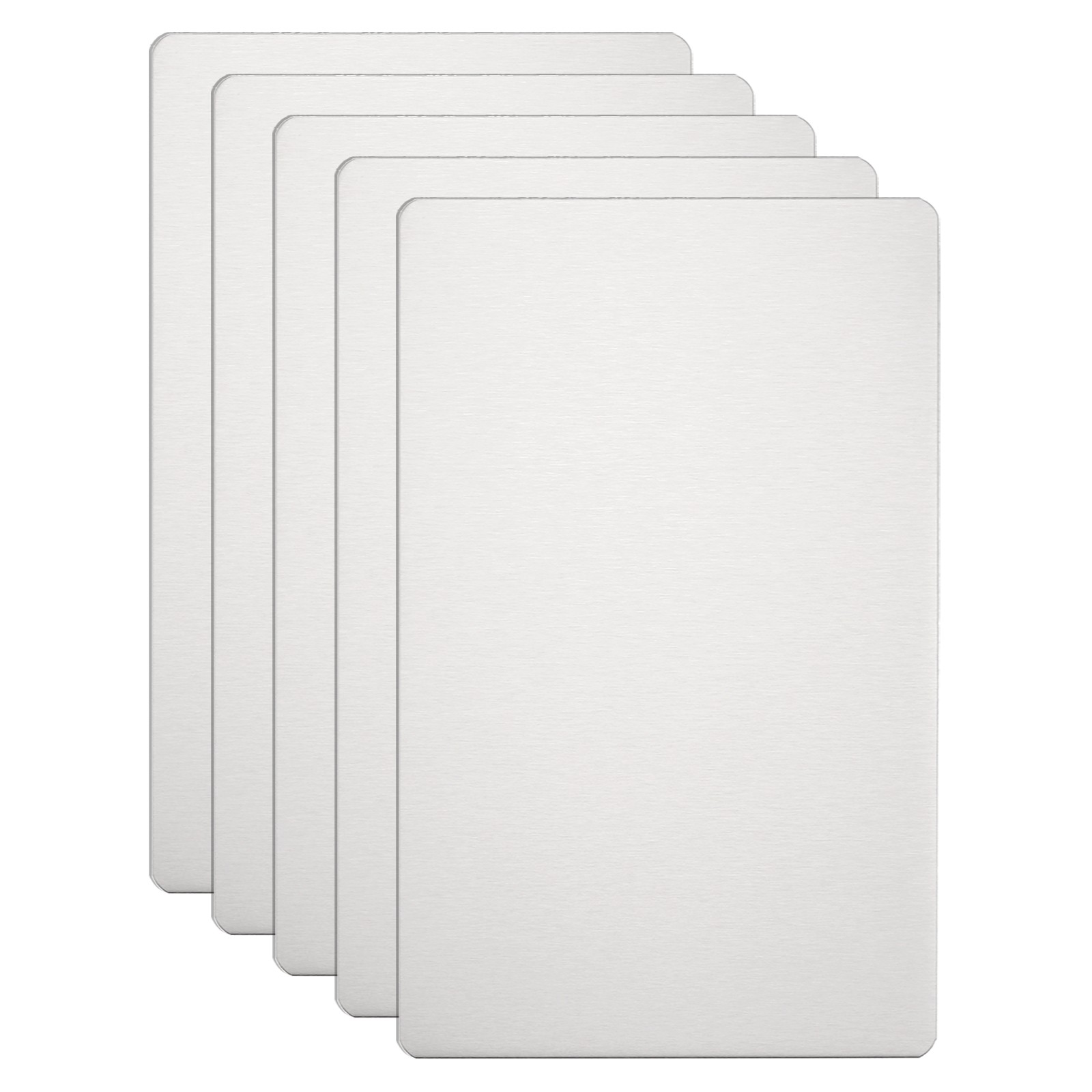 5pcs Metal Business Cards Blanks 3.1x2x0.02 Inch Brushed Laser Engrave Silver