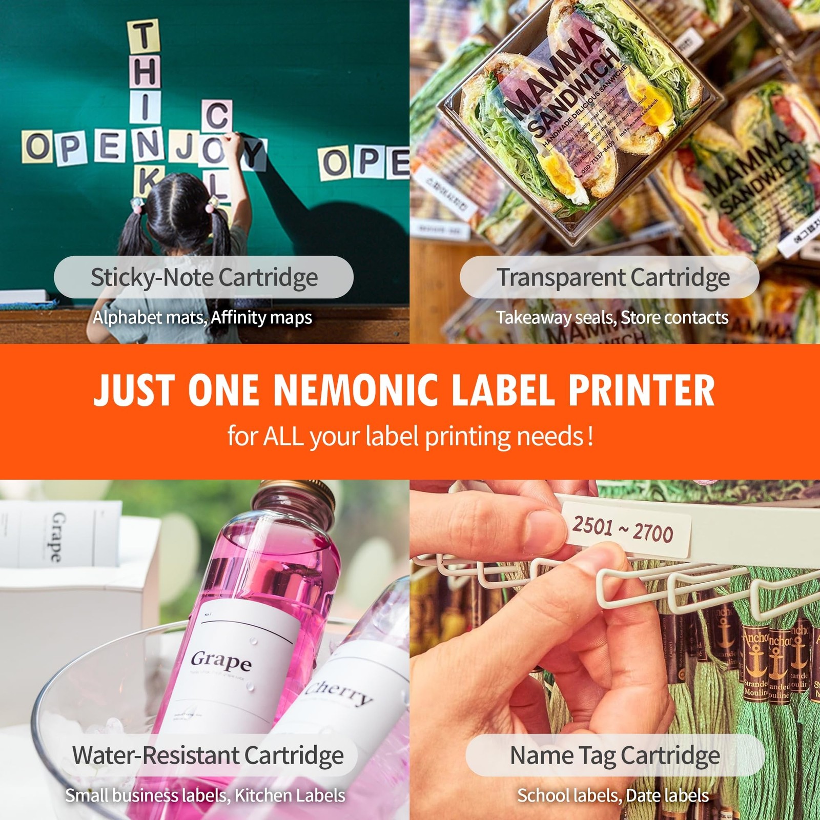 Nemonic Label Printer | Inkless Bluetooth Thermal Label Printer for Small Bus…