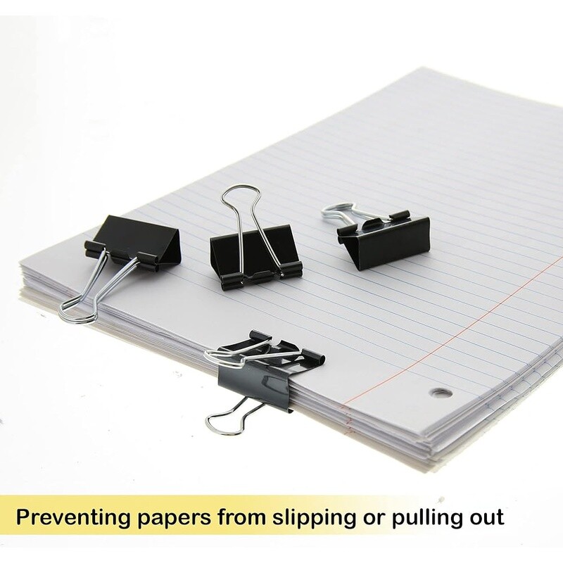 Assorted Binder Clips Small Medium Large Paper Clamps Office School 12 Pack New