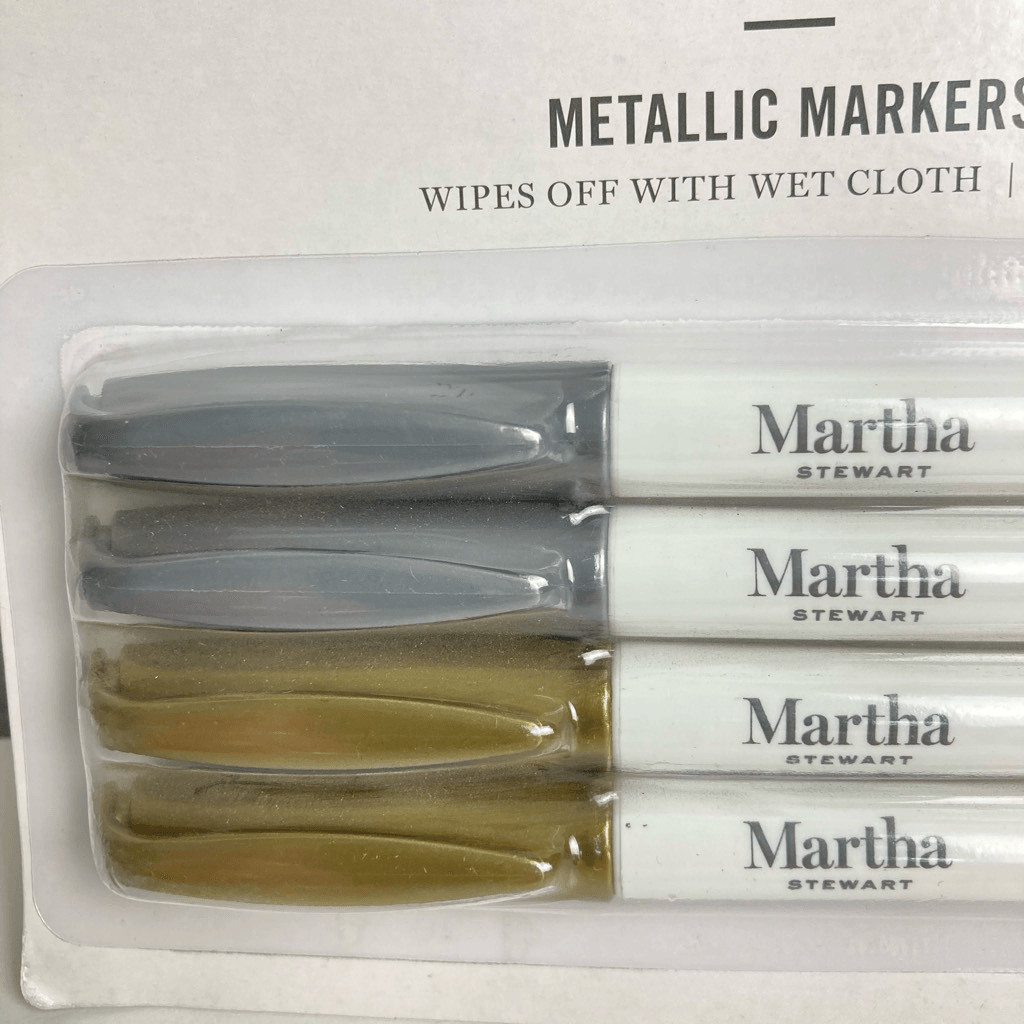 Martha Stewart Wet Erase Markers 4-pack Metallic Gold Silver Whiteboard Glass