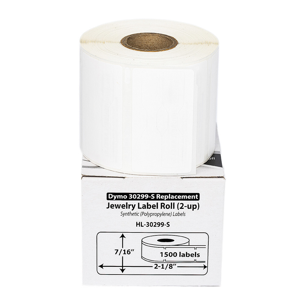 DYMO LW 30299-S SYNTHETIC POLYPROPYLENE Barbell Jewelry Labels (4) Rolls of 1500