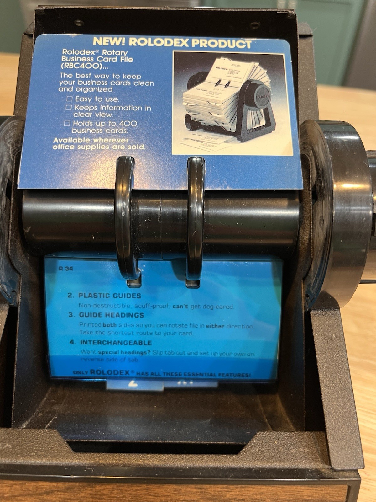 vtg Rolodex 2254 Black Metal Rotary Flip Card File/Made in USA w/Card Set