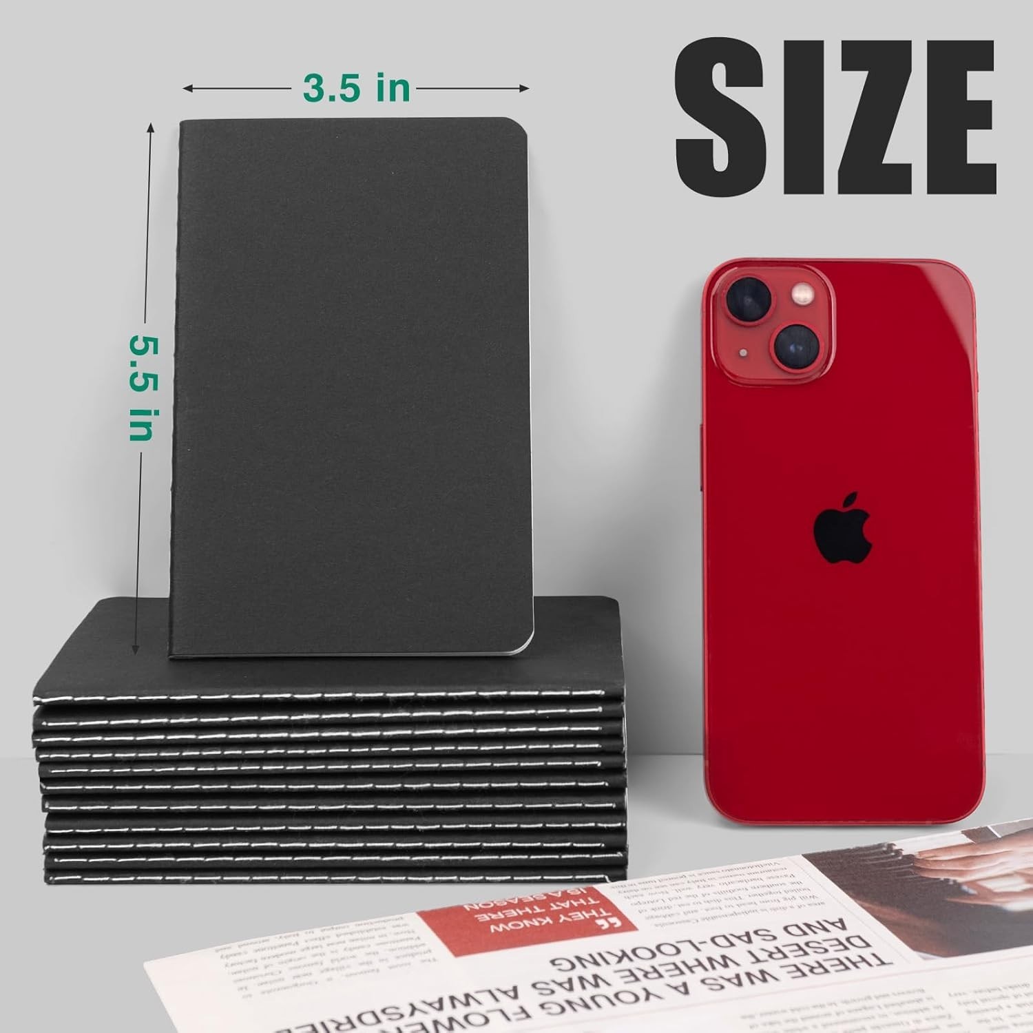 Mini Pocket Notebooks Bulk 3.5 x 5.5 Inches 12 Pack Small Note 12 Black Lined