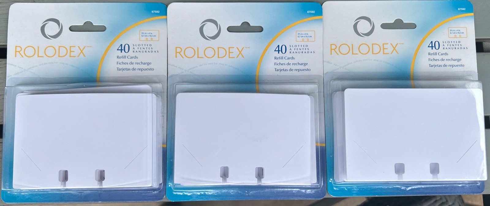 Lot Of (3) Rolodex 40ct Slotted Refill Cards (120 Total) #67592 Office/Business