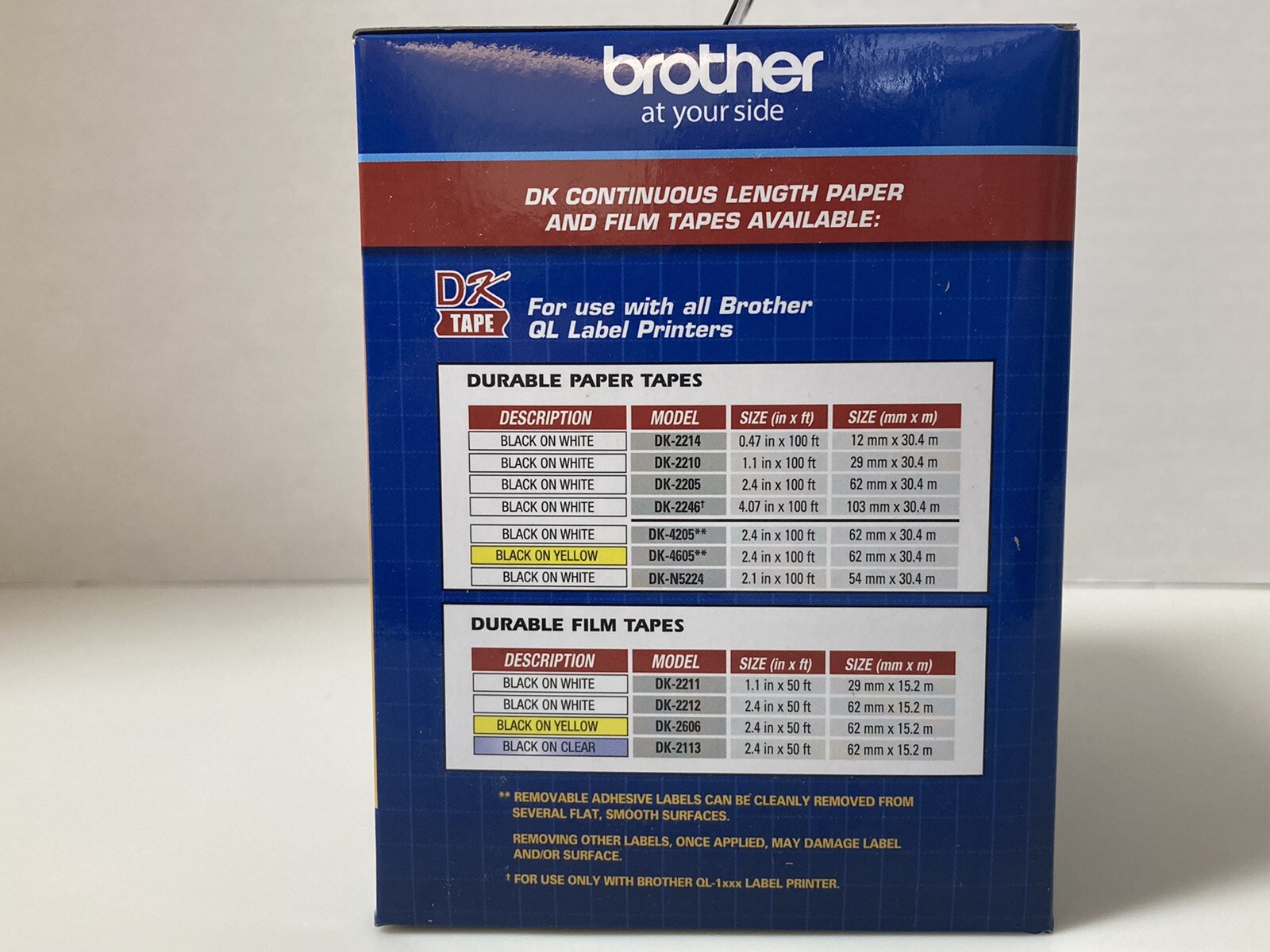 Brother DK Tape DK-2205 Continuous Length White Paper Tape 2.4In X 100Ft New