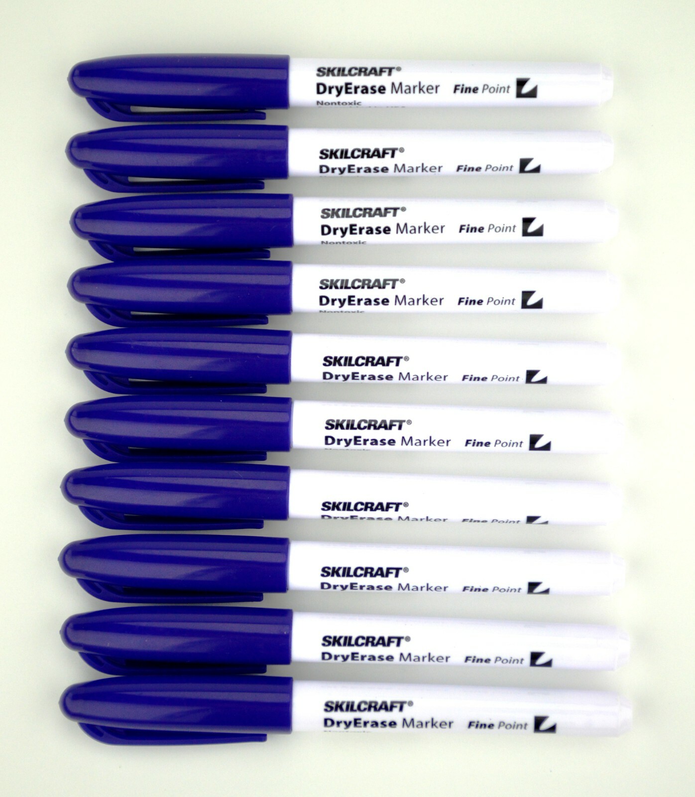 10 pack BLUE Skilcraft Dry Erase Marker, Fine Point Tip