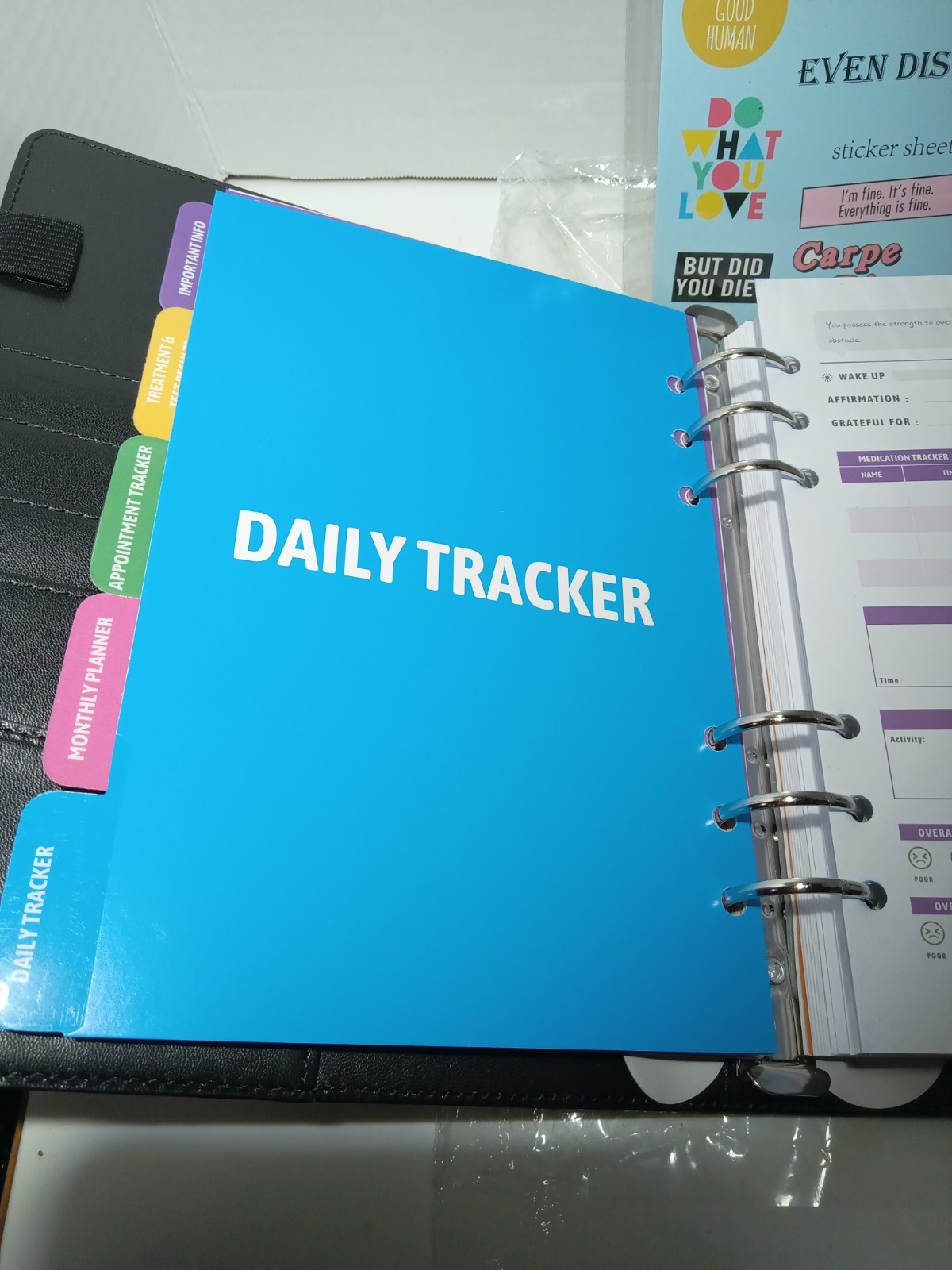 4 In 1 Cancer Journal Planner 365 Days Binder, With encouragement stickers