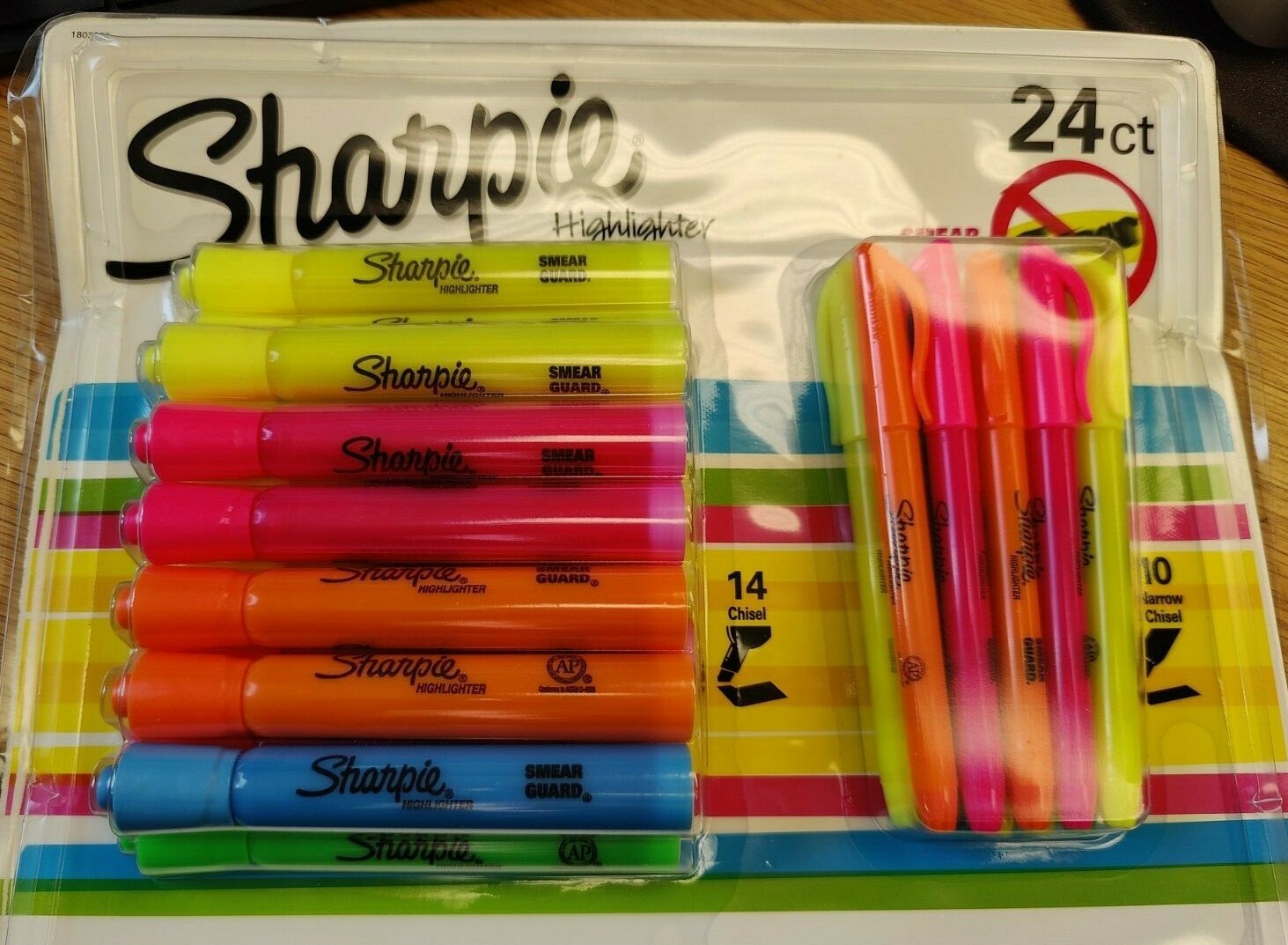 SHARPIE HIGHLIGHTER COLORFUL 24 CT PINK BLUE YELLOW GREEN ORANGE HIGHLIGHTERS