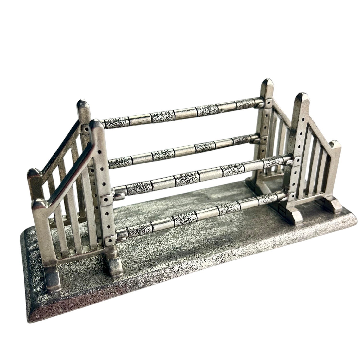 Letter Holder Equestrian Horse Jump Pewter Desk Organizer Huntsman Silver OS
