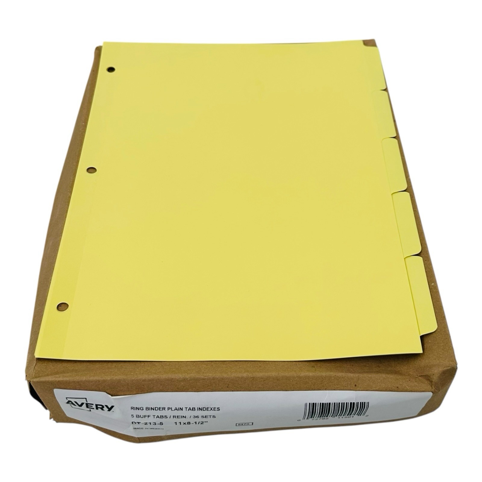 36 Sets Avery 3 Ring Binder Plain Tab Write & Erase Dividers 5 Tabs Buff
