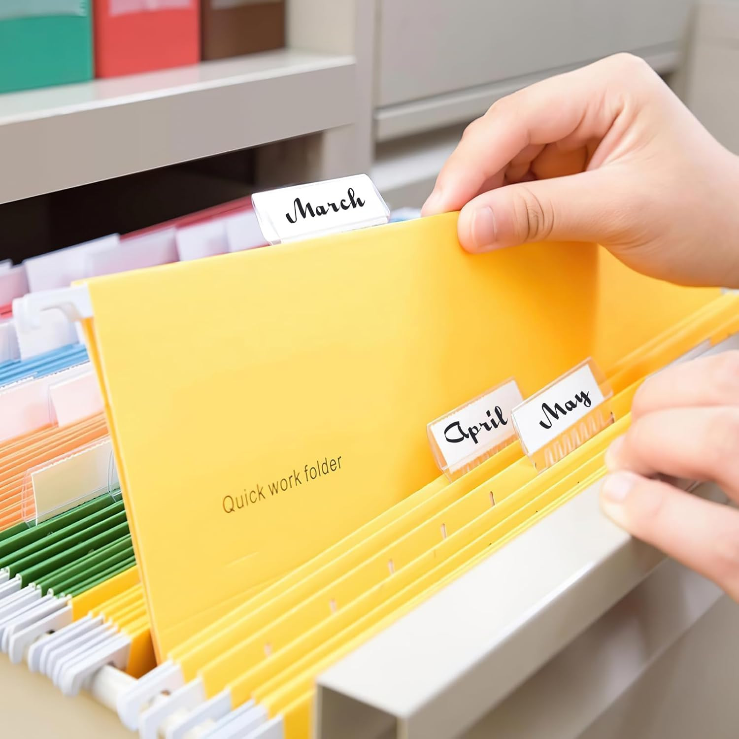 200 Pcs Hanging File Folder Tabs and 200 Pcs 2 Inch Inserts Labels, Plastic File