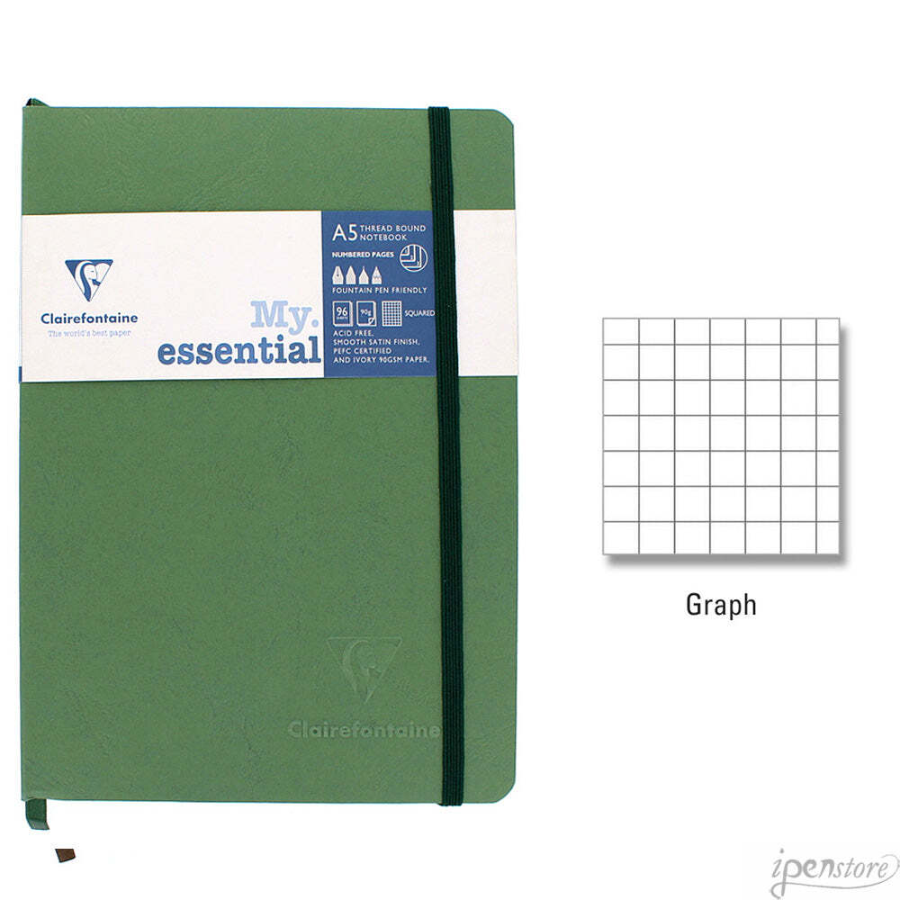 Clairefontaine My Essential Notebook 5.8″x8.3″ Graph, Green