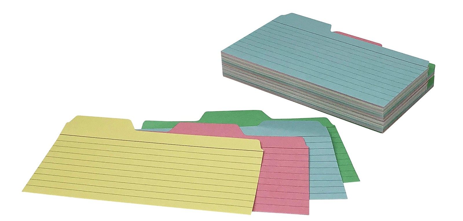 Tabbed Index Cards 4 x 6 in Assorted Colors 48 Pack