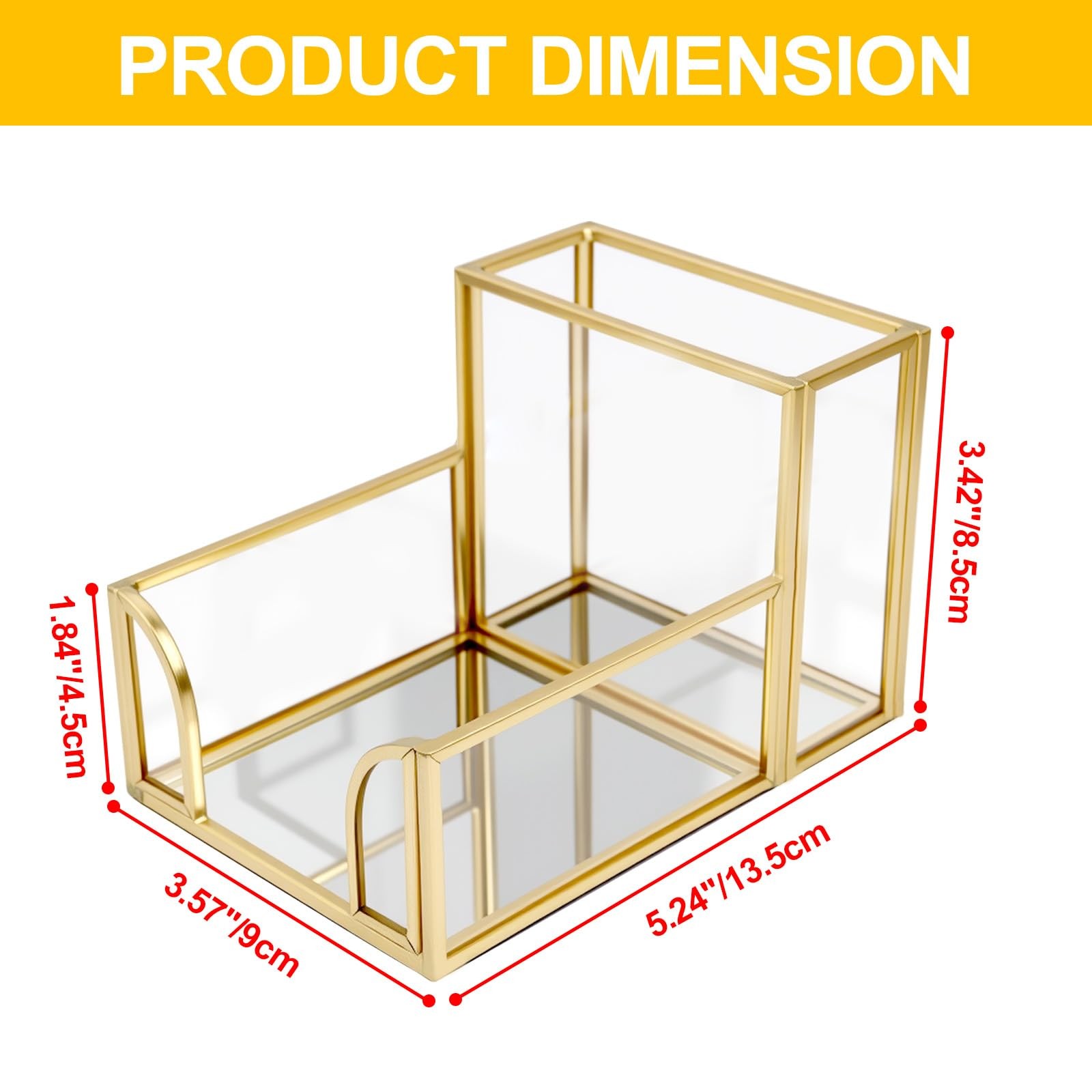 Sticky Note Holder,Glass Post It Note Dispenser with Pen Slot,Gold 3 x 3 Inch…