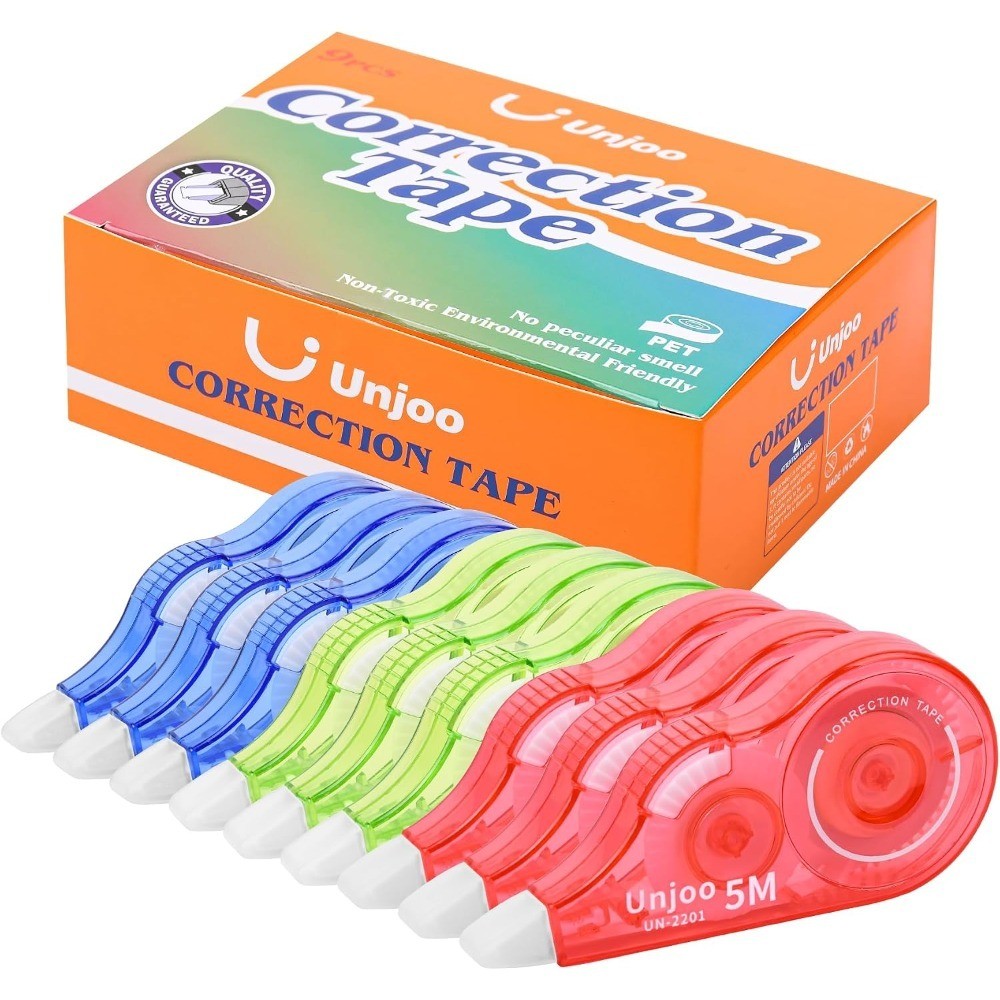Easy to Use Correction Tape Roller 9-Pack, 5 Meters Each Fast Clean